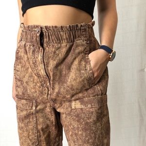 Urban Outfitters Brown Acid Wash Cargo Joggers